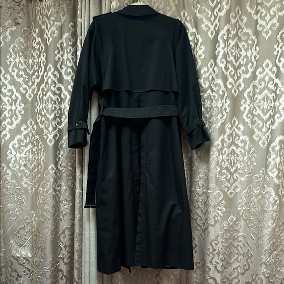 Burberrys Long Vintage Trench Coat Jacket Plaid Lining Black Size 10 X-Long - Picture 4 of 14